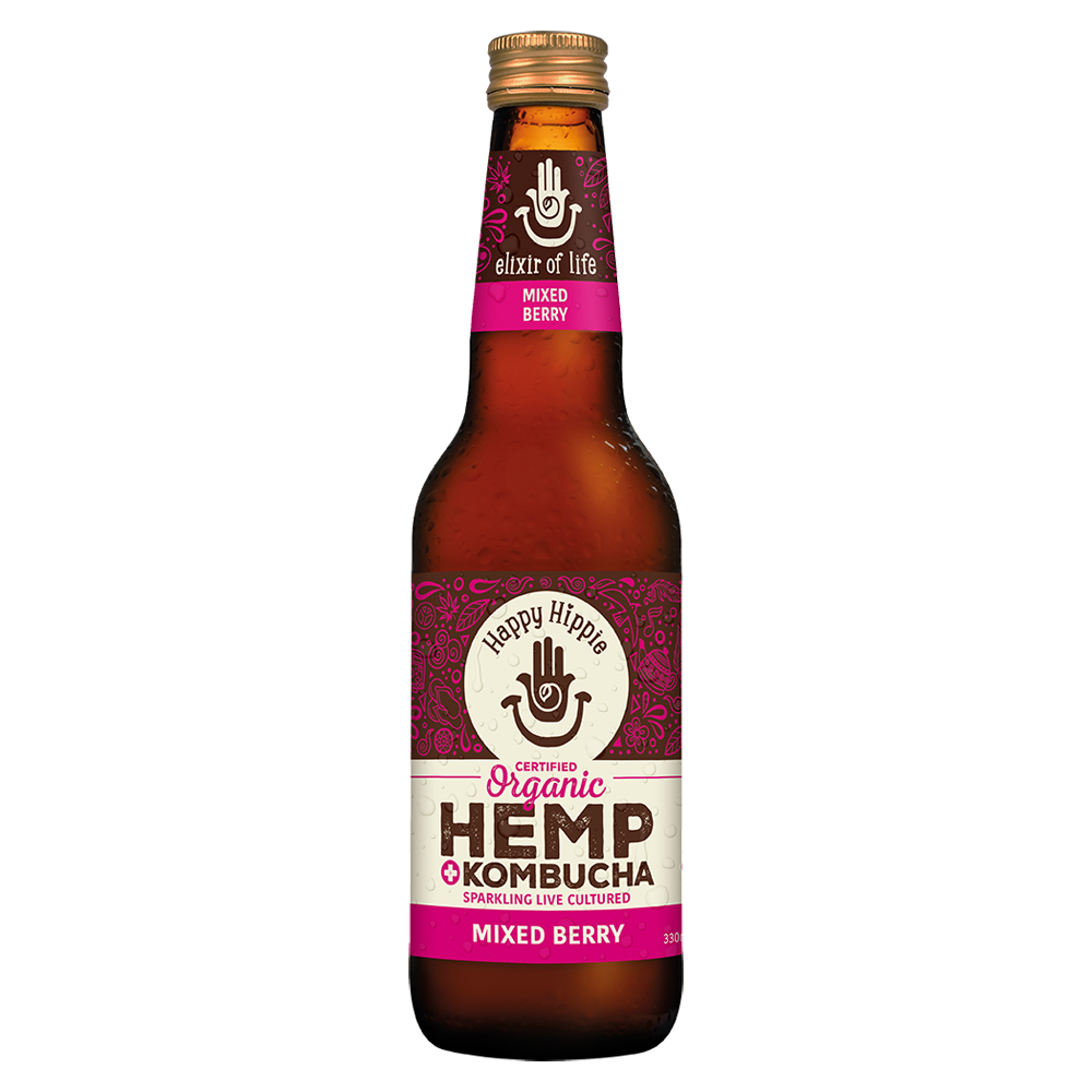 Happy Hippie Mixed Berry Kombucha with Hemp