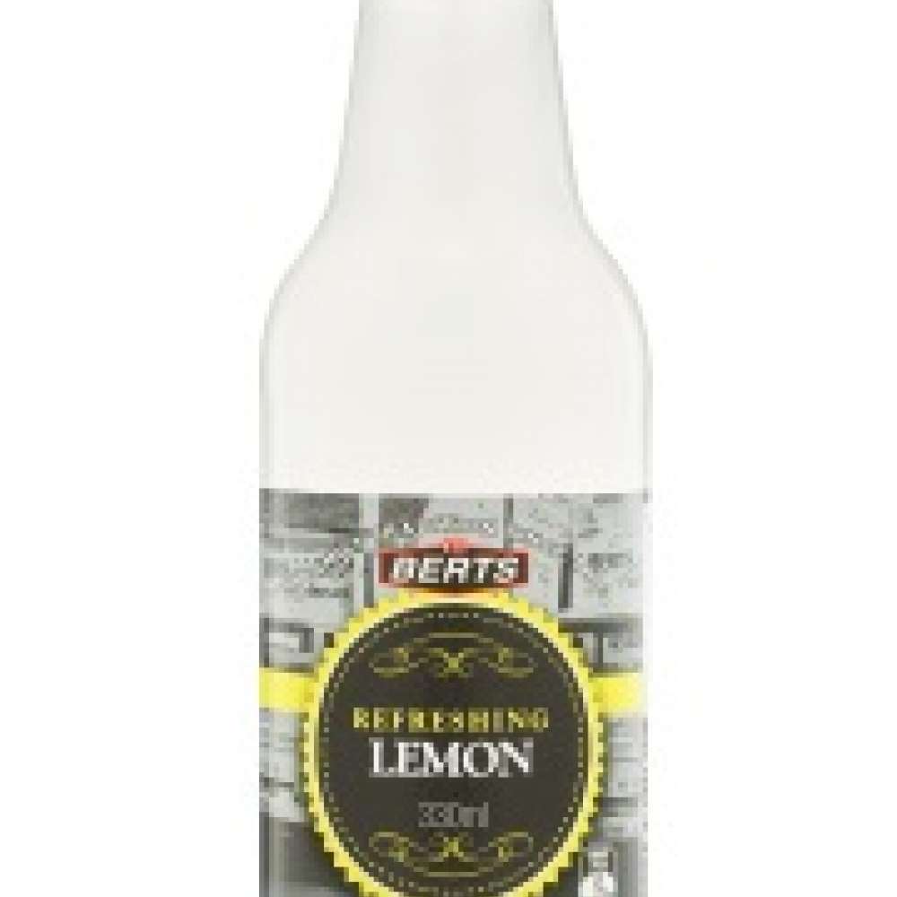 Berts Lemon Soft Drink Glass Bottle