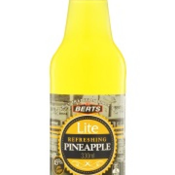 Berts Pineapple Lite Soft Drink Glass Bottle